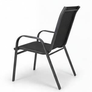 Set 2 sedie da giardino in acciaio zincato verniciato a polvere con seduta in texilene traspirante, resistenti agli agenti atmosferici, leggere e confortevoli, ideali per balcone terrazzo e outdoor, facili da pulire e durevoli