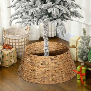 Falda para Árbol de Navidad, Collar de Árbol de Navidad de 60 cm de Jacinto de Agua, Trenzado a Mano para Fiestas, Decoración Festiva, Hogar, Natural