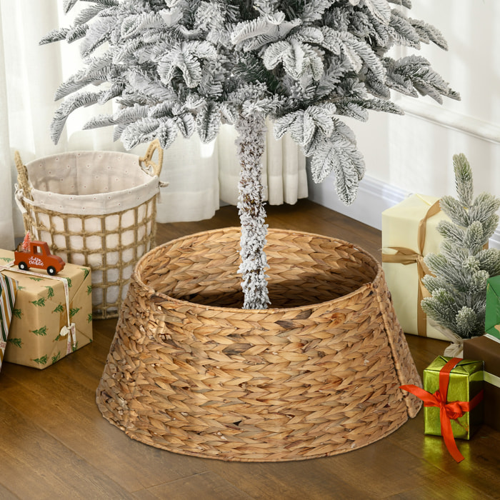Falda para Árbol de Navidad, Collar de Árbol de Navidad de 60 cm de Jacinto de Agua, Trenzado a Mano para Fiestas, Decoración Festiva, Hogar, Natural