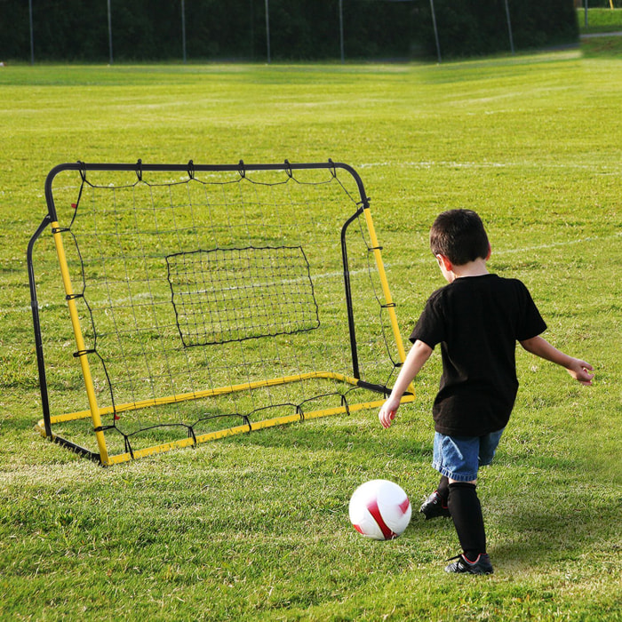 Filet de rebond de football - rebondisseur de football angle réglable - dim. 184L x 123H cm - jaune noir