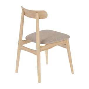 Kave Home - Sedia Nayme beige con impiallacciatura in frassino e gambe in legno massello di caucciù