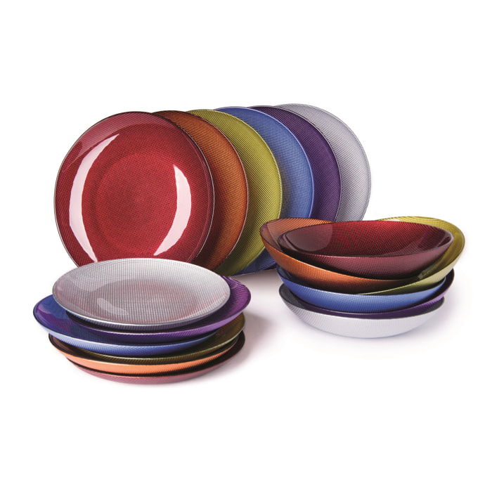 Servizio piatti 18 pezzi Excelsa – Diamond, Vetro Multicolore