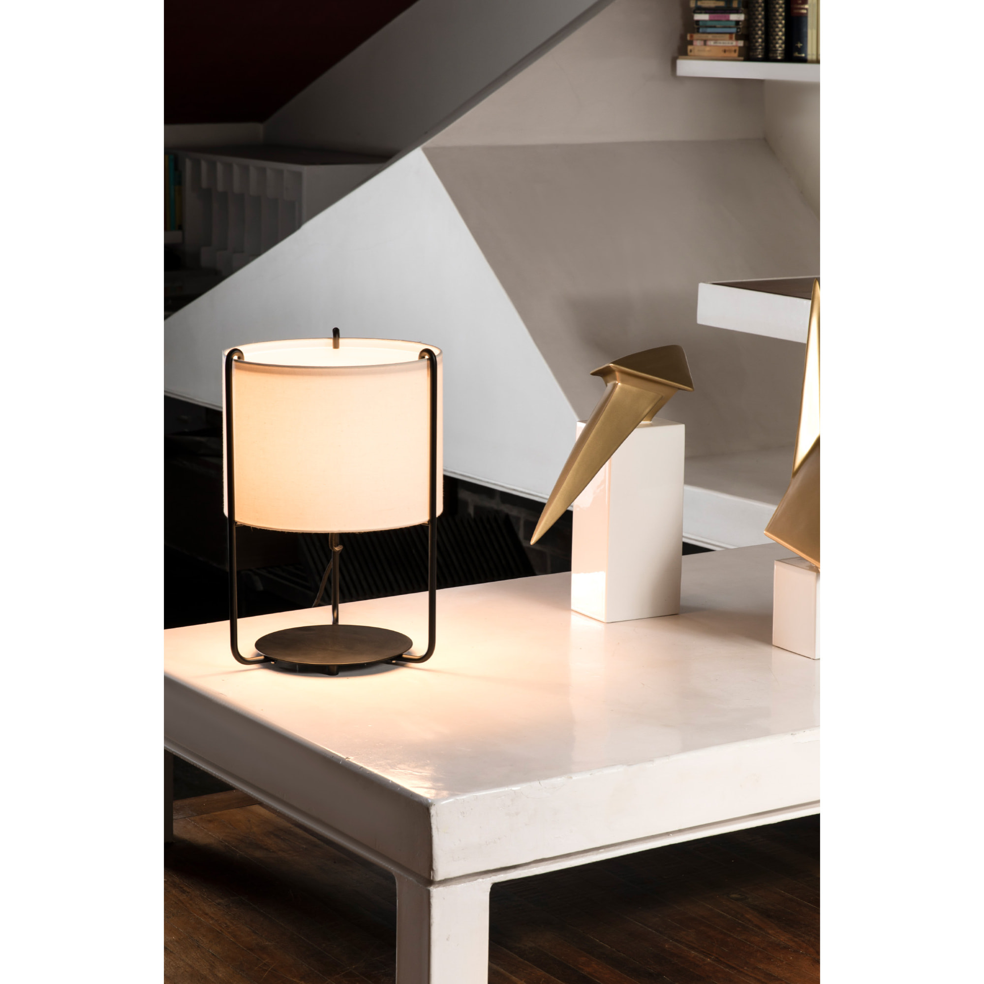DRUM Lampe de table noire/beige
