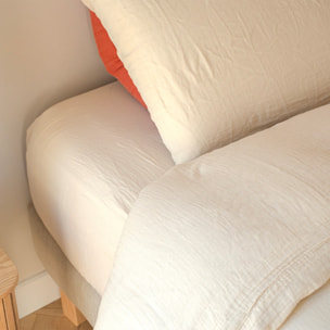 Parure de lit 160 cm gaze de coton sable - LOUISE