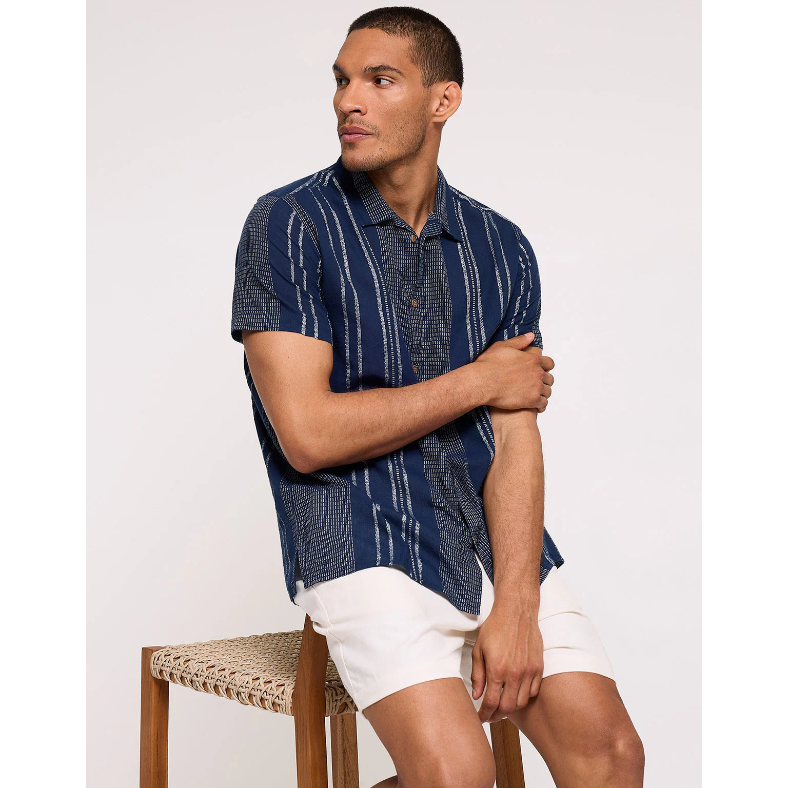 Camisa Manga Corta Azul Marino - Linito