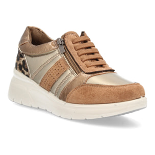 Zapatillas cuña con cremallera lateral para mujer