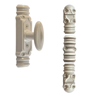 Fausse crémone ROLLINGER rustique blanche - Bouton n°6 - Pour tringle 16 x 8 - CRD168BT6BV
