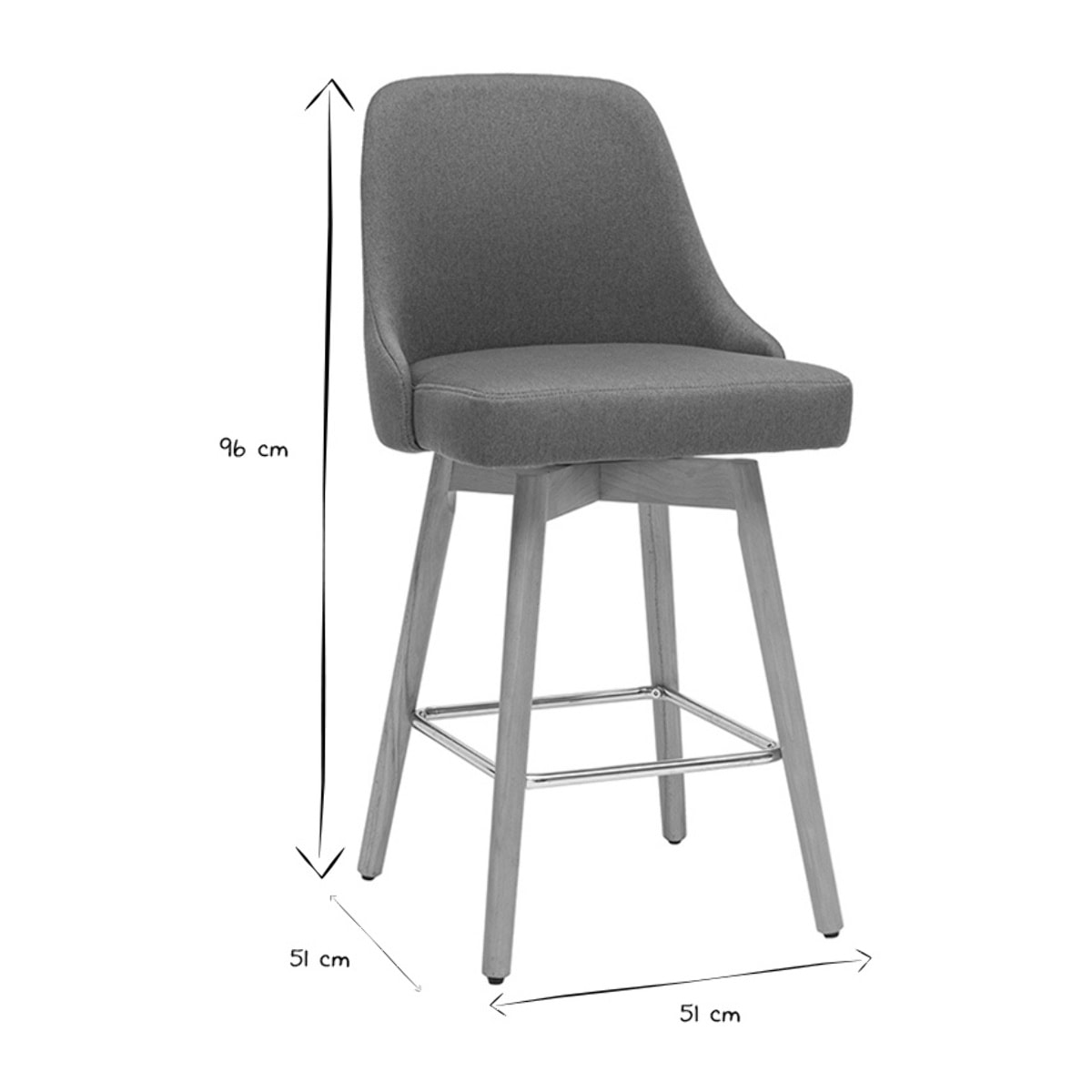 Tabourets de bar scandinaves pivotants 360° en tissu bleu canard et bois hêtre massif H65 cm (lot de 2) HASTA