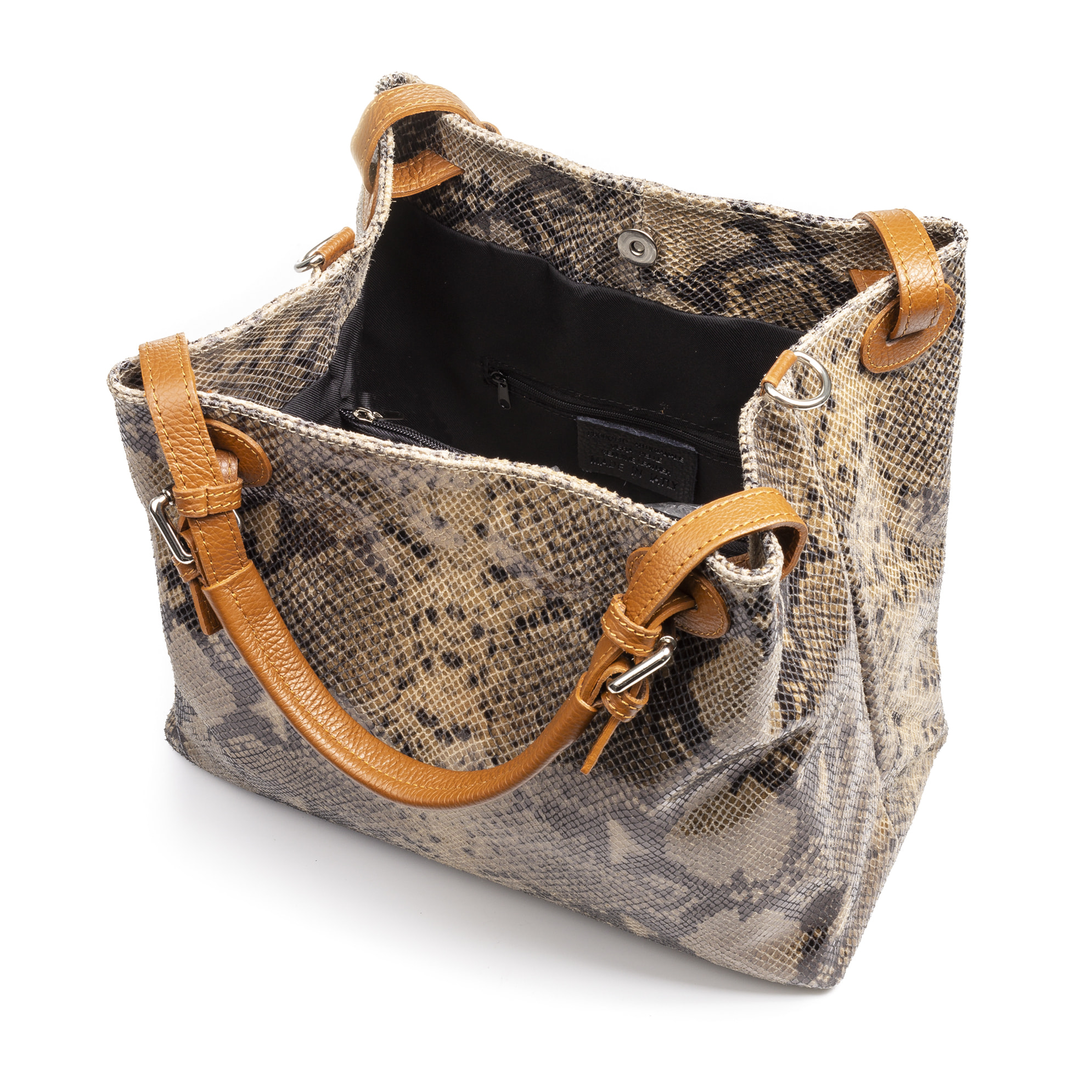 Emanuela Borsa tote Donna.Pelle autentica Camoscio Python Dollaro