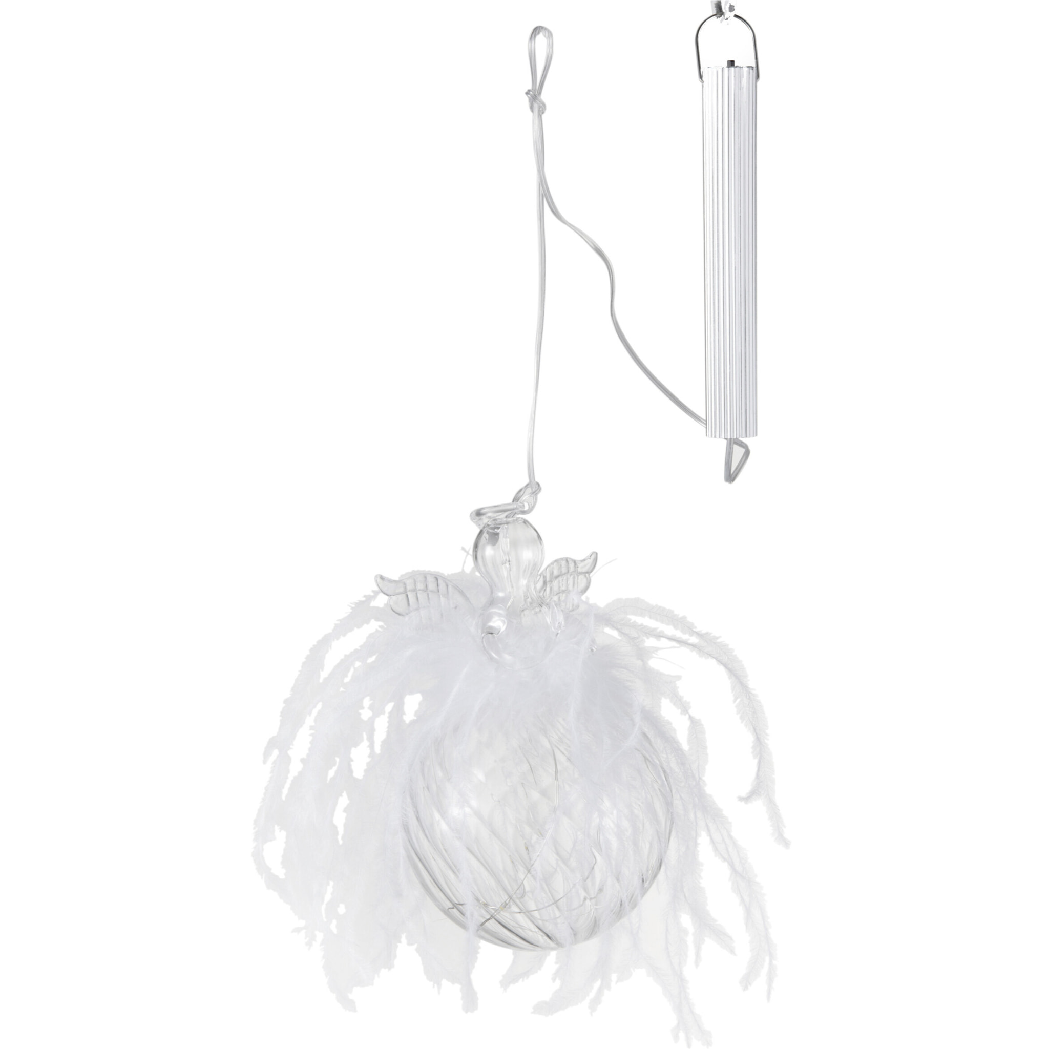 J-Line boule de Noël Ange - plume/verre - transparent - large - LED