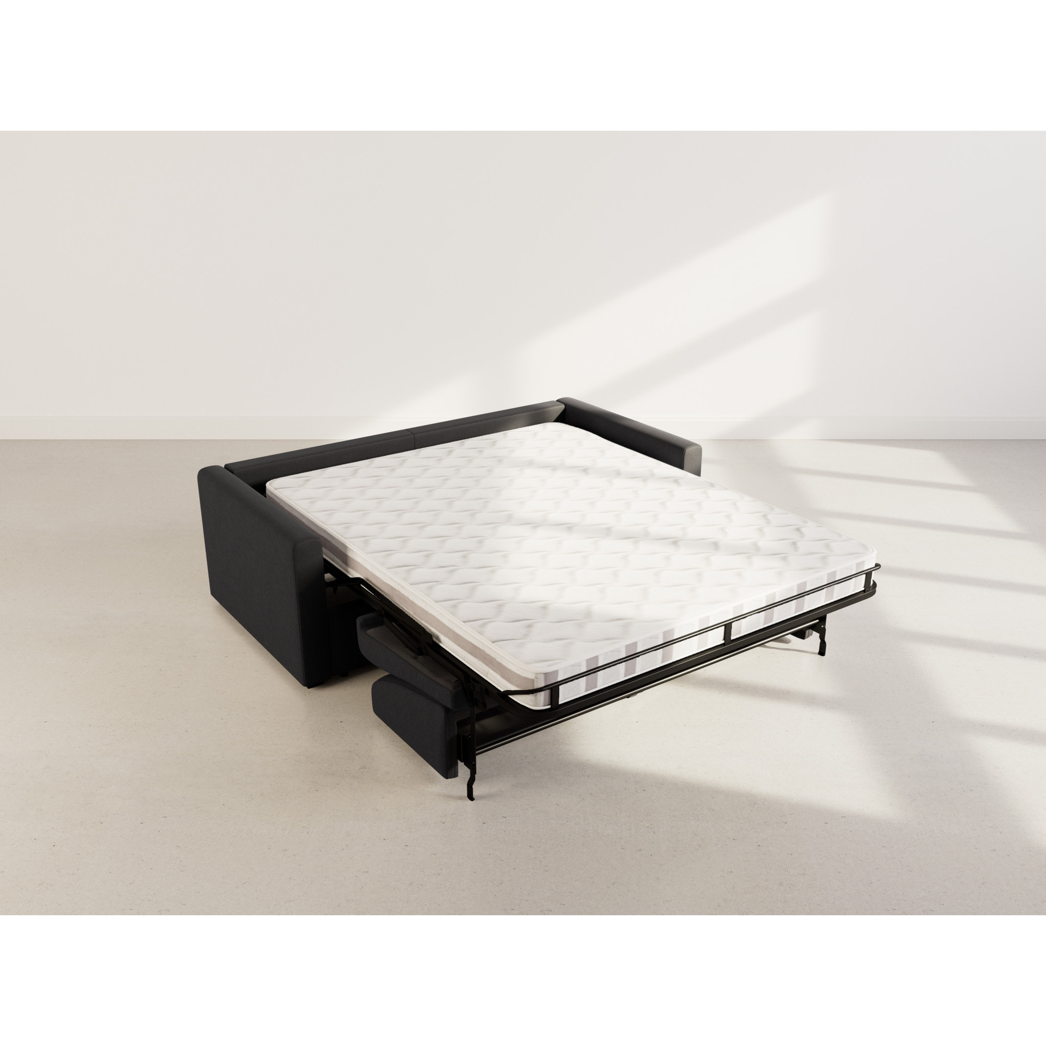 Julia - canapé 3 places convertible express couchage quotidien 140 cm matelas 14 cm en tissu - Noir