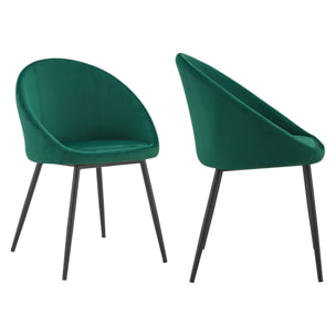 Lot de 2 chaises vintage DIANE velours vert