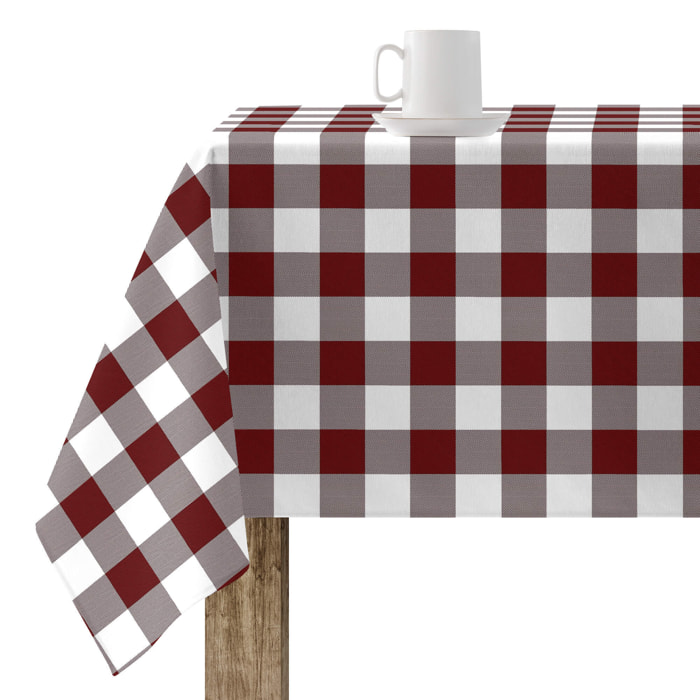 Nappe en résine anti-taches Carreaux Grenat