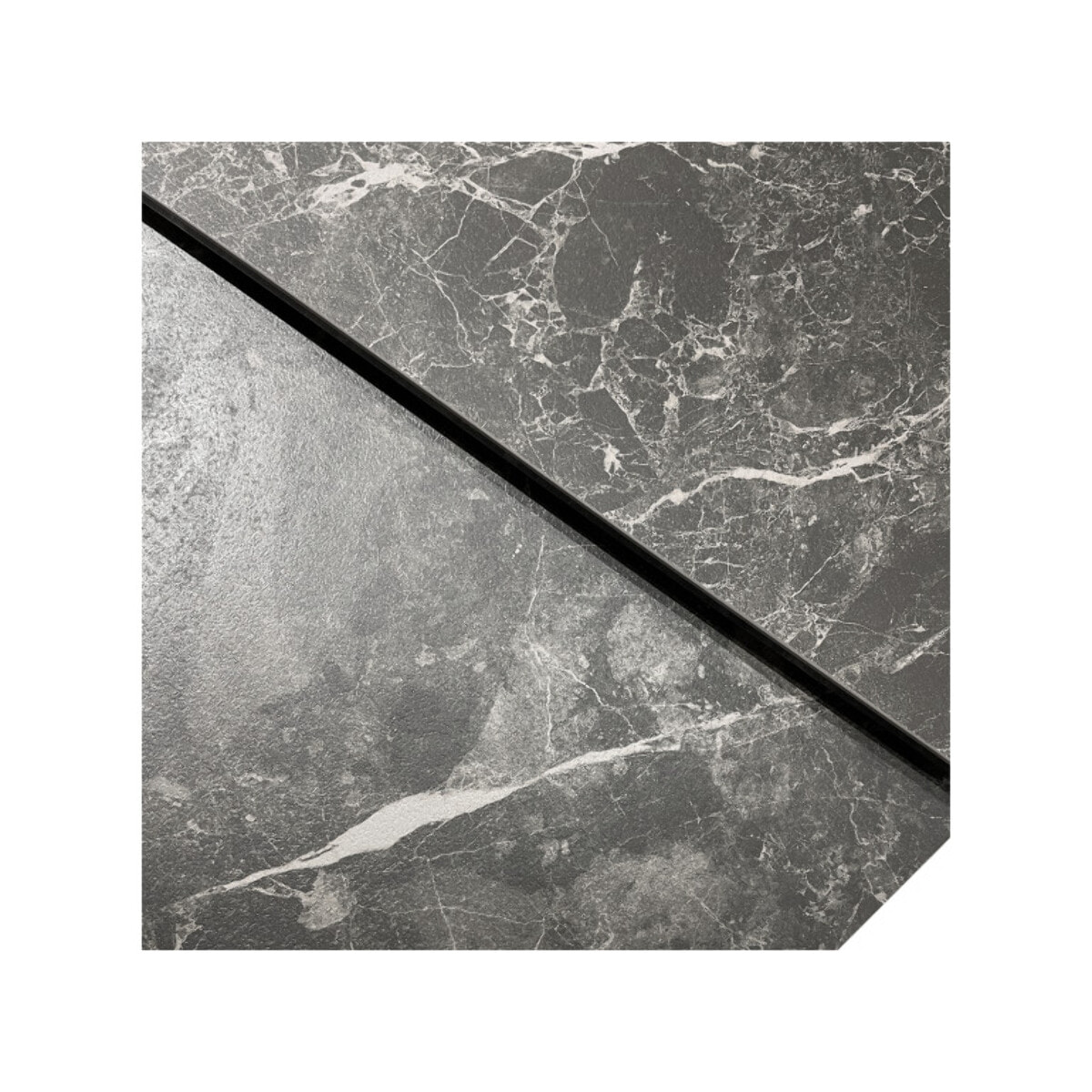 Table extensible carrée 90/160 cm céramique gris marbré - MARTY