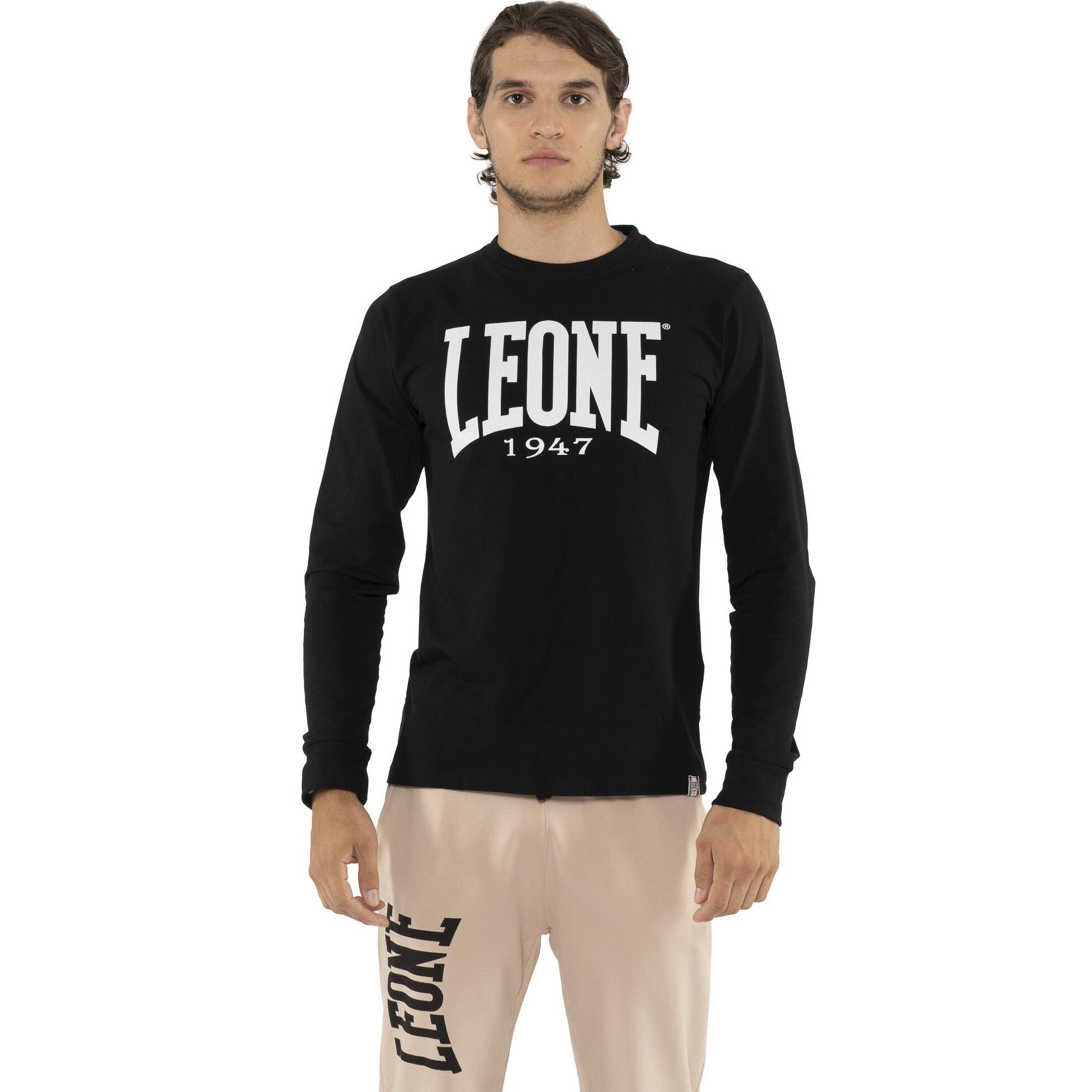 Camiseta de algodón elástico de manga larga con logo grande 'Basic' para hombre