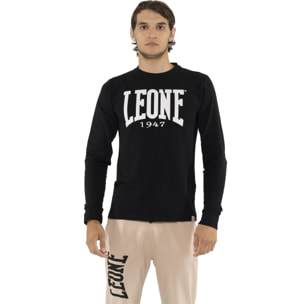 Camiseta de algodón elástico de manga larga con logo grande 'Basic' para hombre