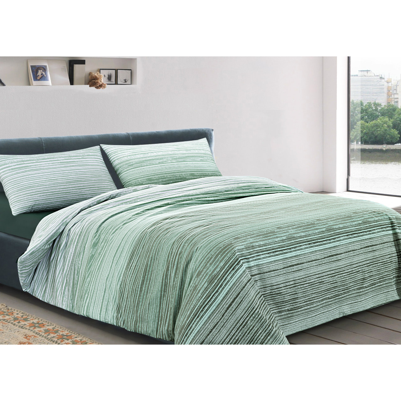 Copripiumino 100% Cotone Disegno Padel Verde