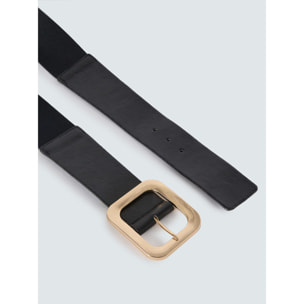 Fiorella Rubino - Cintura con maxi fibbia dorata - Nero