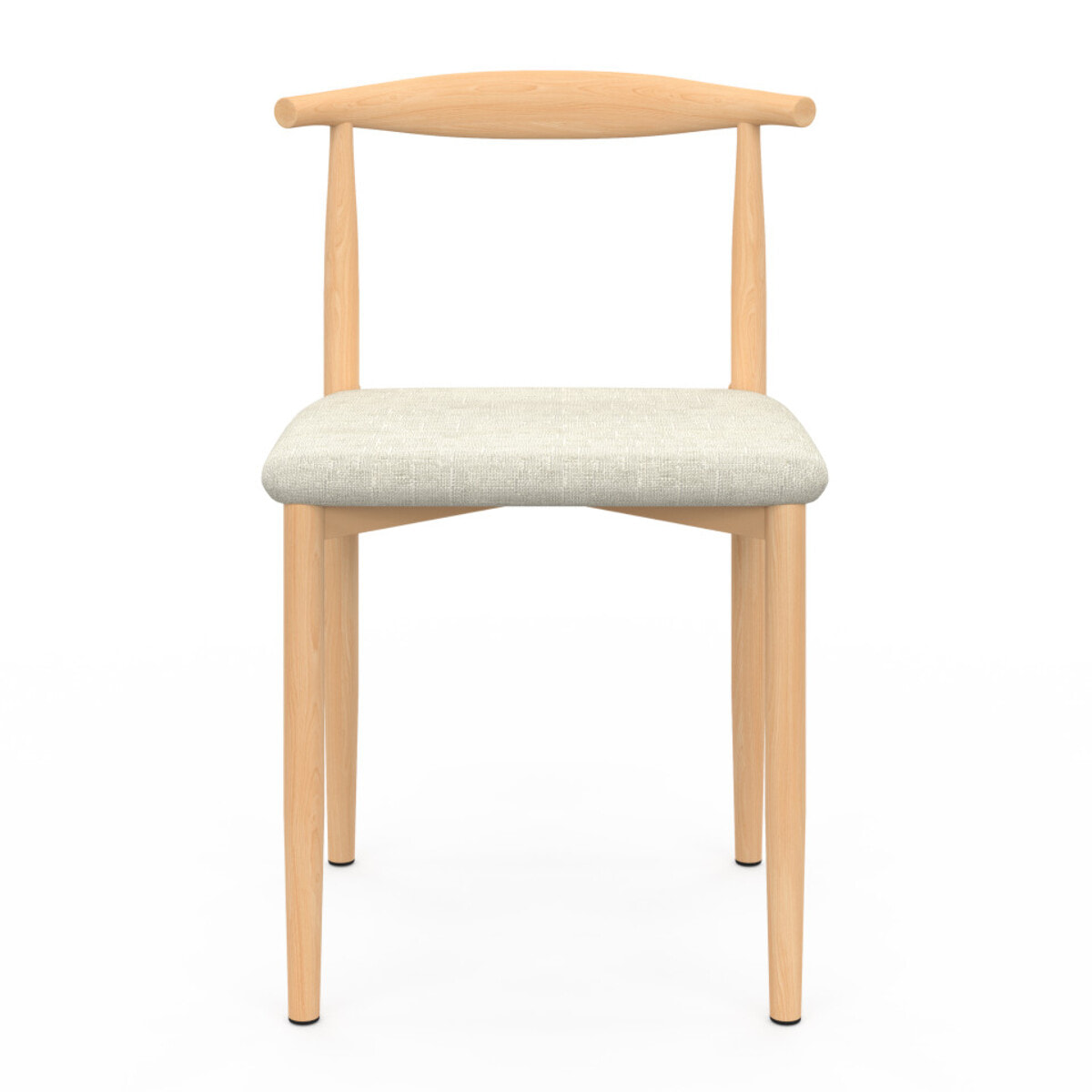 Chaises Adam tissu beige pieds effet bois - lot de 6