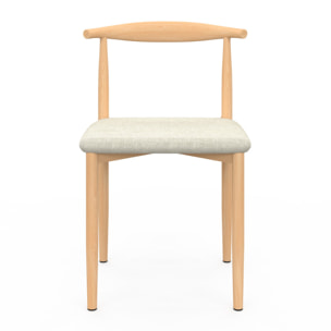 Chaises Adam tissu beige pieds effet bois - lot de 6