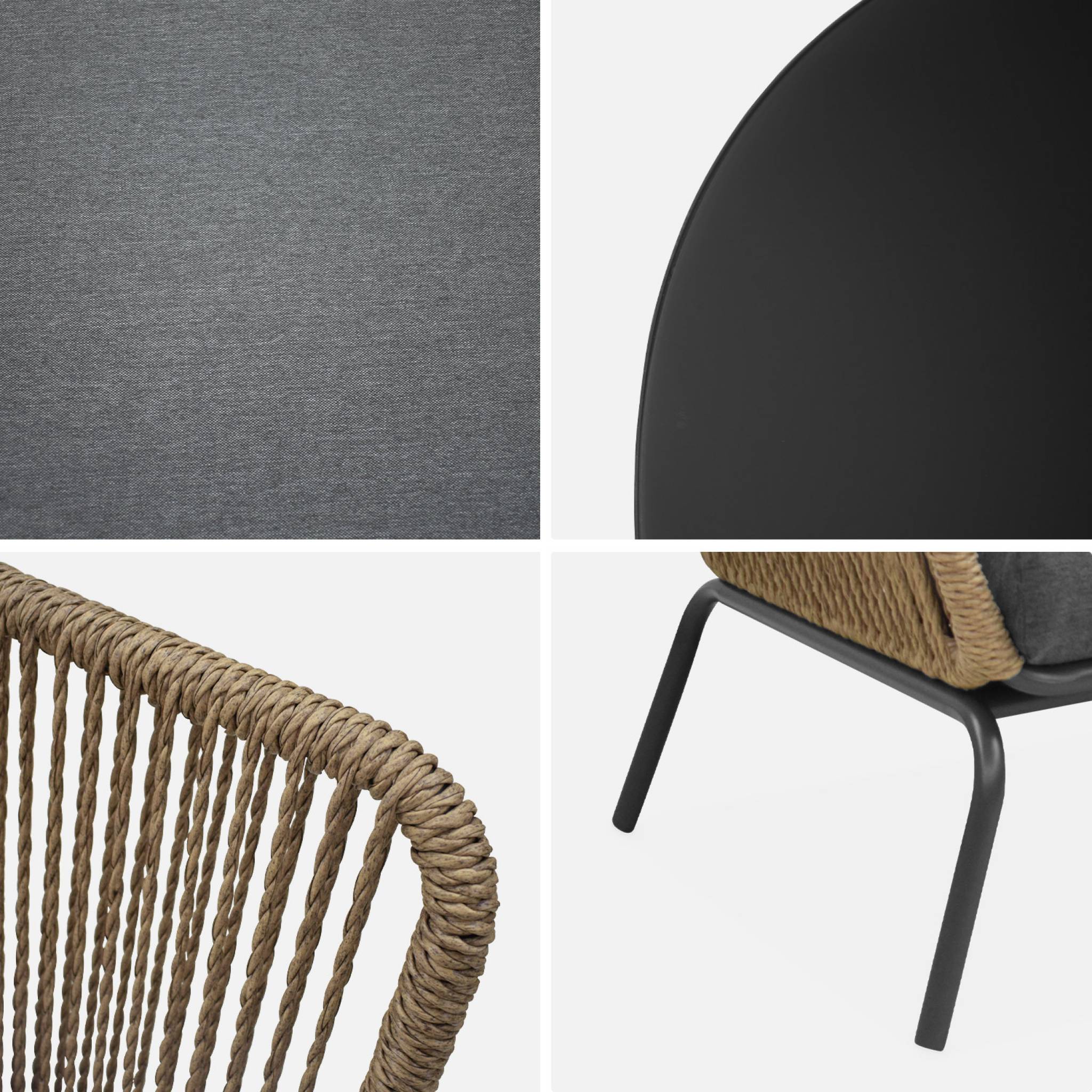 Salon de jardin bas résine tressée effet corde 4 places SINGAPOUR