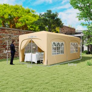 Carpa Plegable Gazebo 6x3 m Cenador Plegable con Altura Ajustable 6 Paredes Laterales Anti-UV y Bolsa de Transporte Pabellón de Jardín para Camping Fiestas