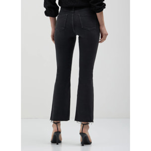 Pantalone cropped flare in cotone