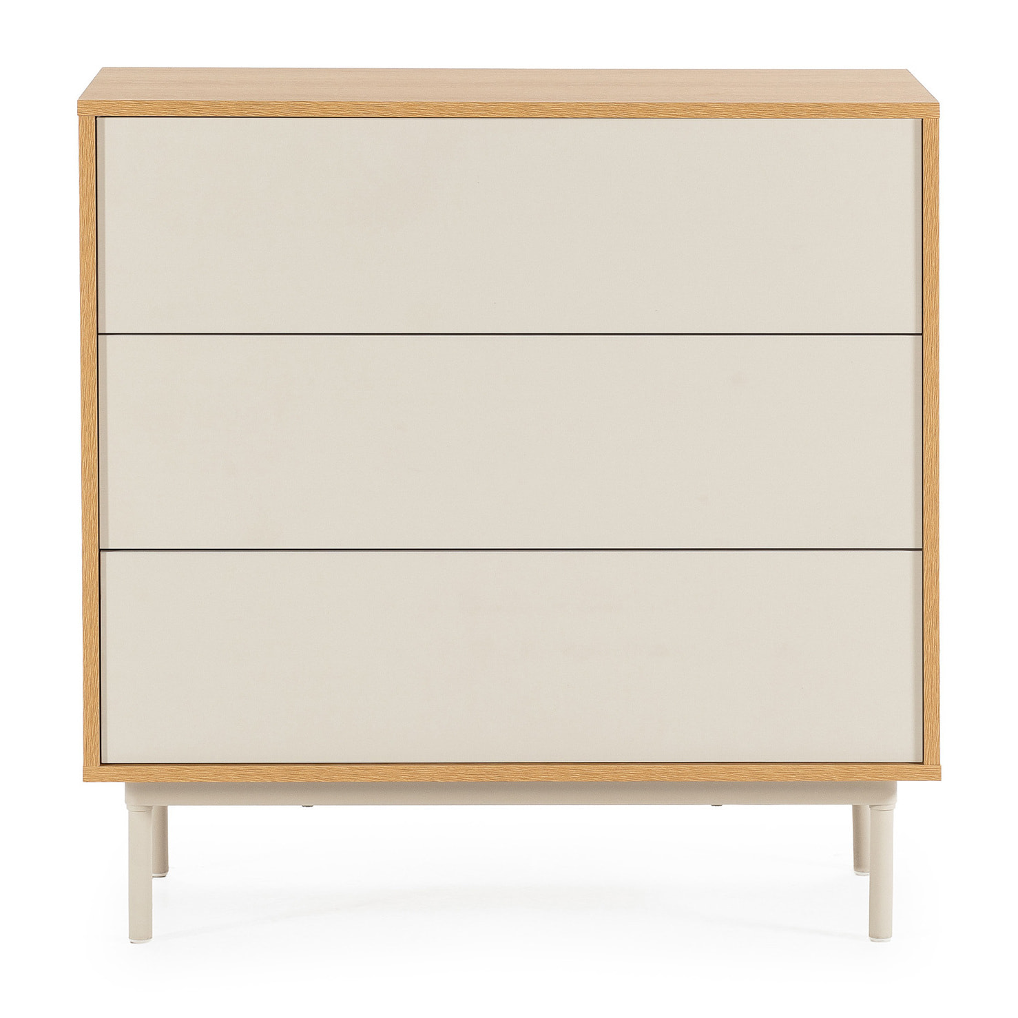 Cómoda de noche Cuzco 3 cajones color Roble/Gris