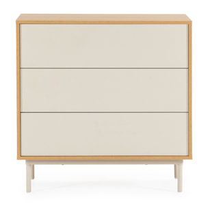 Cómoda de noche Cuzco 3 cajones color Roble/Gris