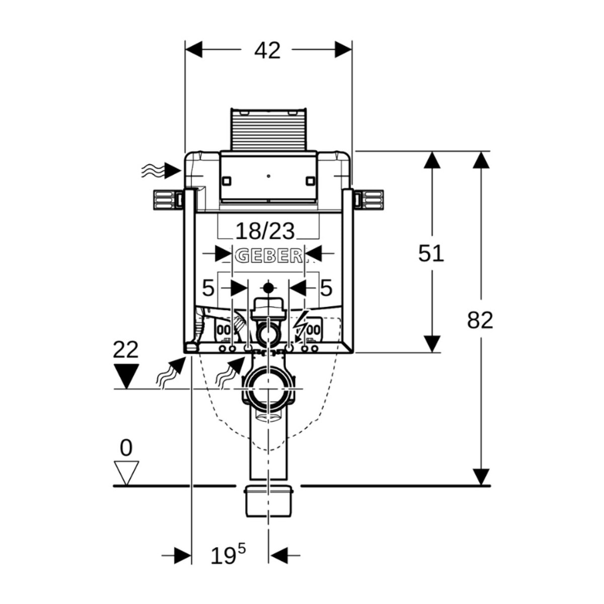 Kombifix Élément de montage pour WC suspendus, avec réservoir de chasse encastré Omega  (110.000.00.1)