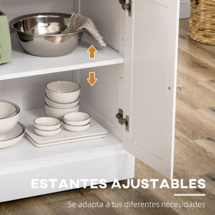 Isla de Cocina Carro de Cocina con Ruedas Carro Multiusos con 2 Cajones 3 Puertas Toallero y Estante para Especias para Comedor 110x45x89 cm Blanco