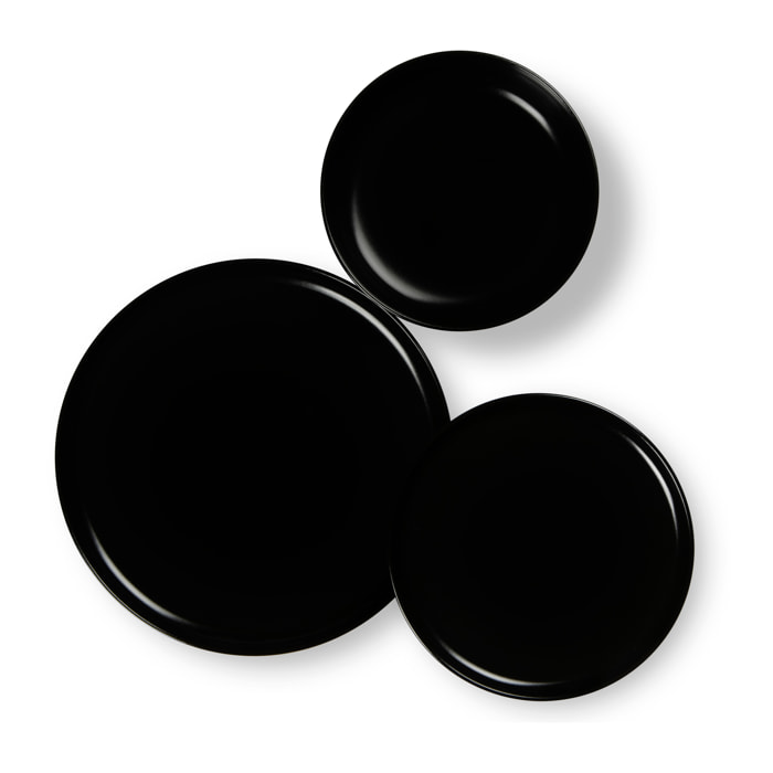 Service de 12 assiettes Excelsa Nordic, céramique, blanc et noir