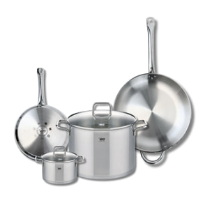Ensemble de 2 Poêles de cuisson 24 et 32 cm et 2 faitouts 14 et 26 cm Elo Profi Citrin