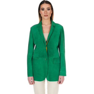 Giacca blazer in pelle scamosciata colore verde