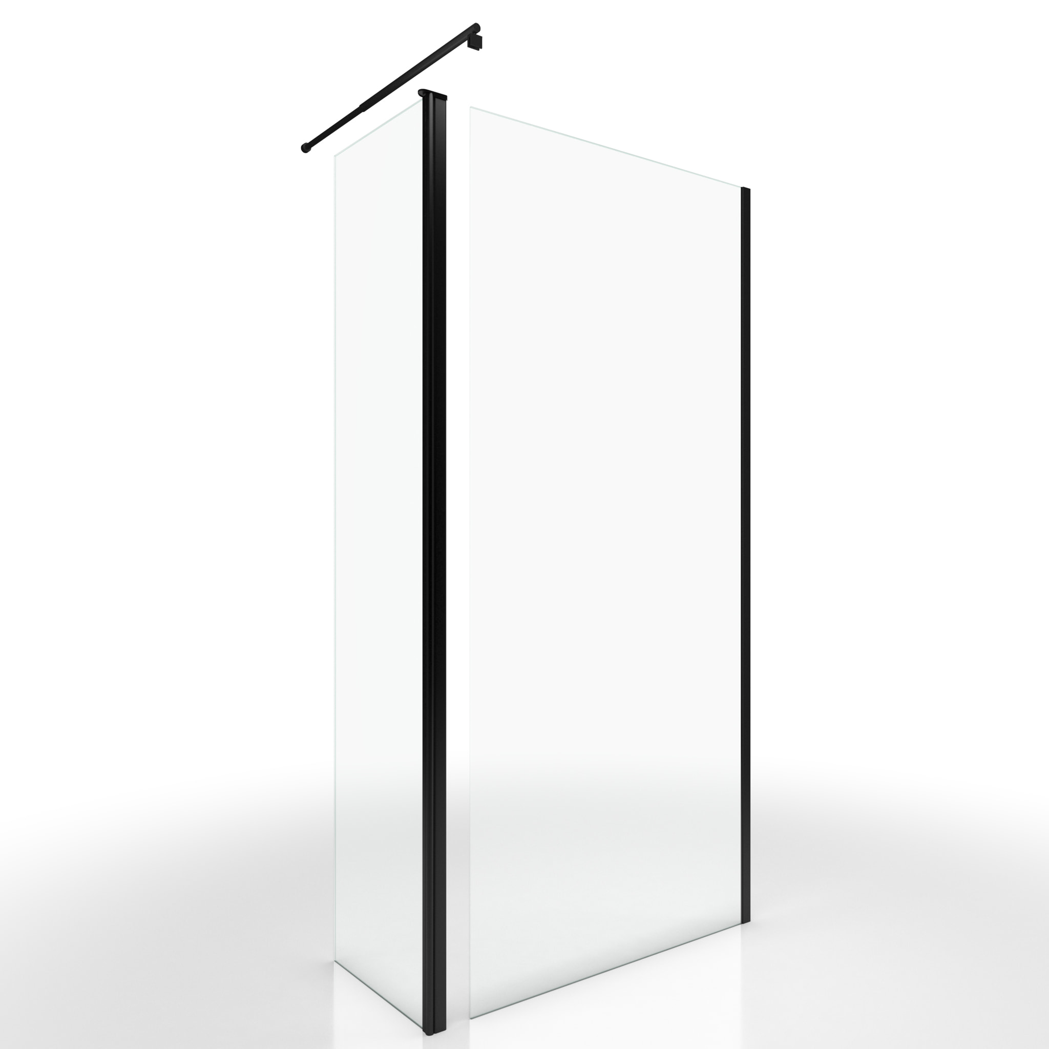 Paroi de Douche et Volet Pivotant 90+40x200 cm - Verre Transparent - Barre de Fixation Noire