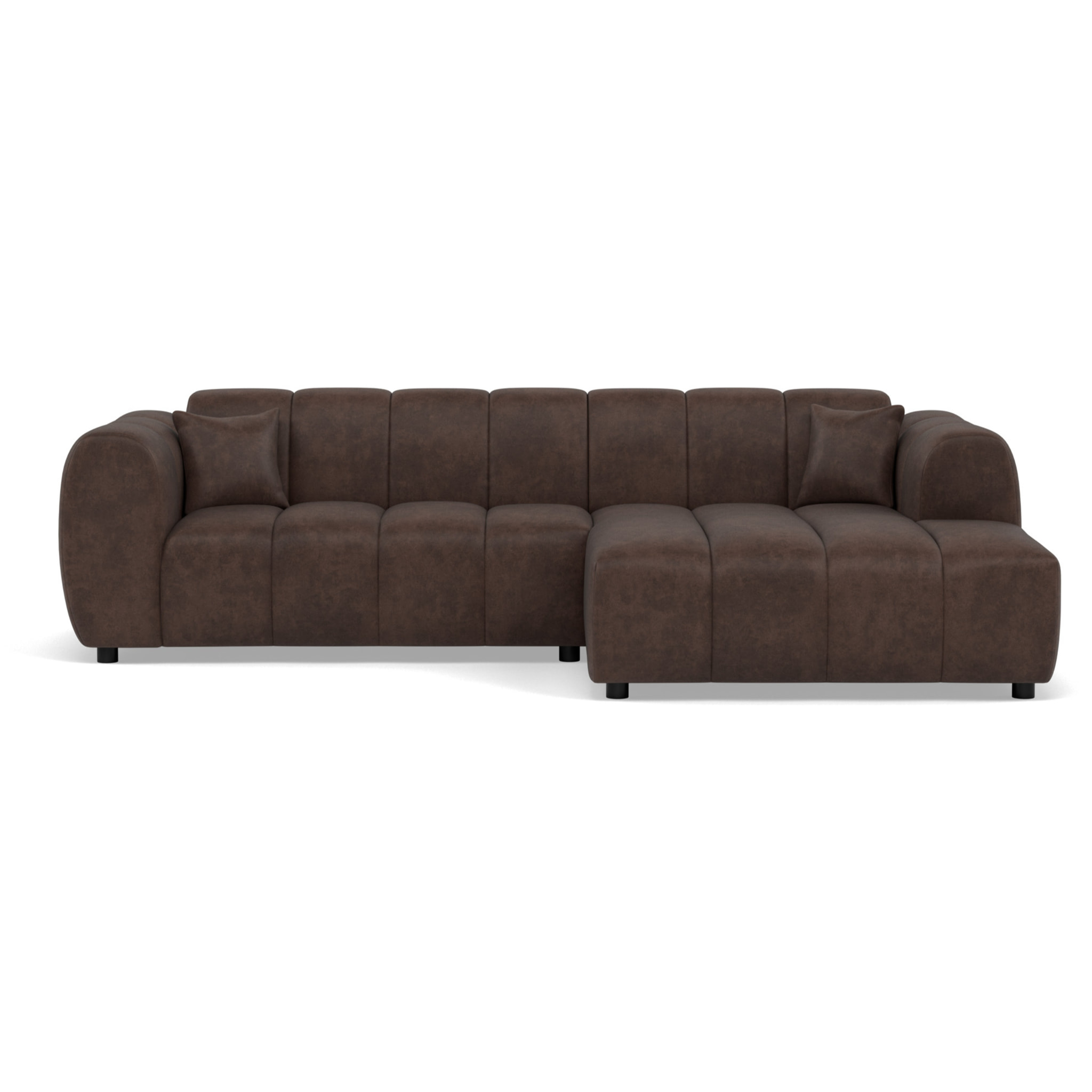 Curtis - canapé d'angle droit 4 places en simili - Marron