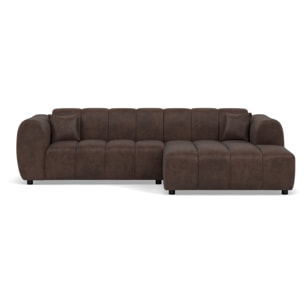 Curtis - canapé d'angle droit 4 places en simili - Marron