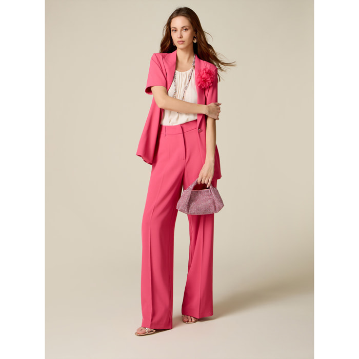 Oltre - Pantaloni palazzo in tessuto fluido - Rosa