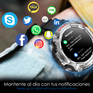 DAM Smartwatch T96 con auriculares TWS intergados. Reproducción musical del propio smartwatch y externa. Funciones deportivas y salud. 5,3x1,6x5,3 Cm. Color: Azul Oscuro