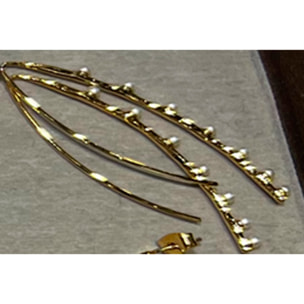 Pendientes de Aleación de Metal y Perla Blanca acabado en oro amarillo de 18k