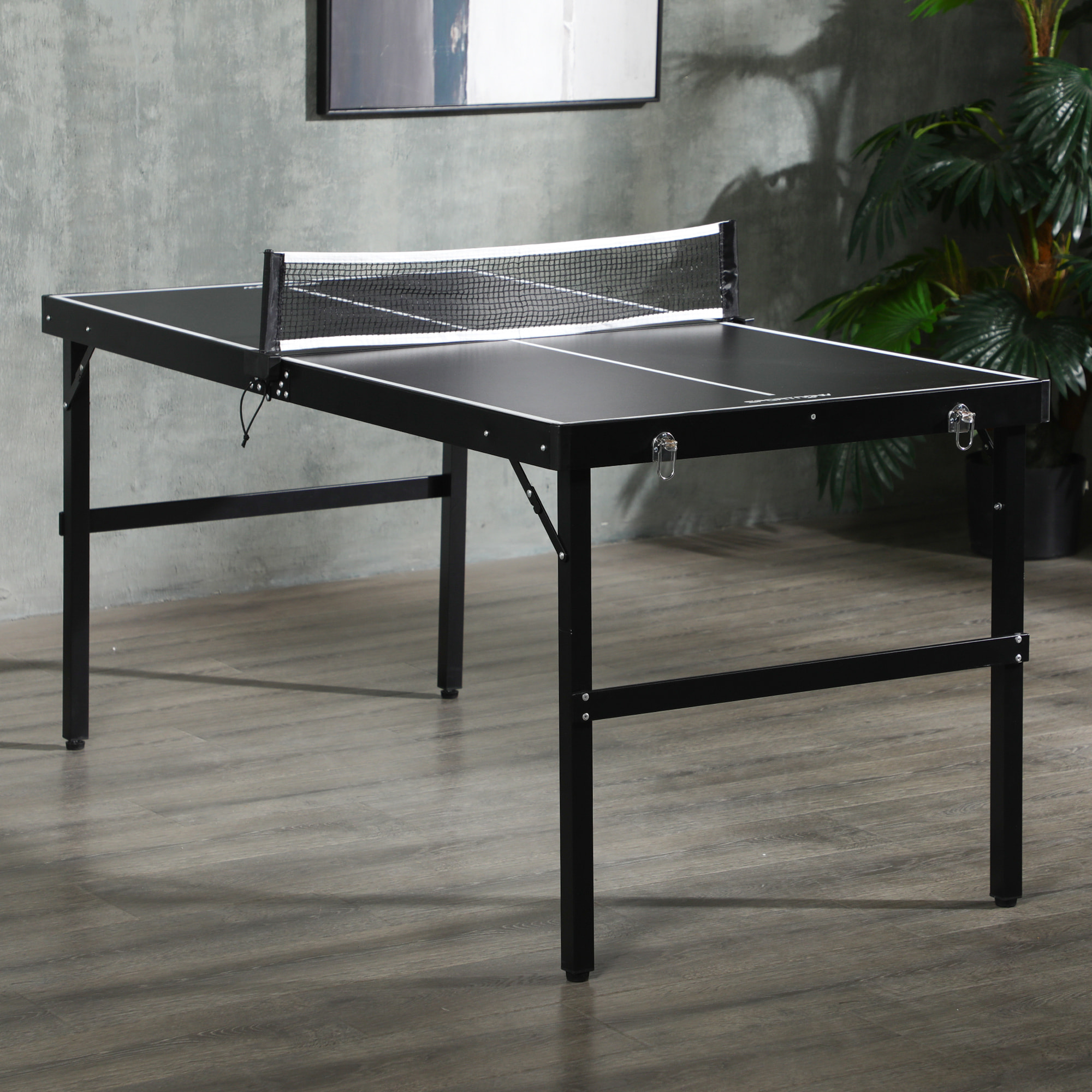 Mini table de ping pong pliable dim. 152 x 76 x 72 cm noir blanc