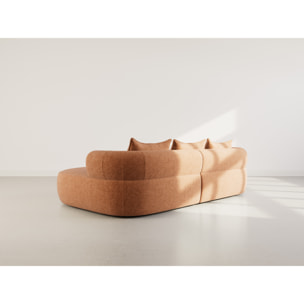 Angela - canapé d'angle droit 4 places en velours texturé - Terracotta