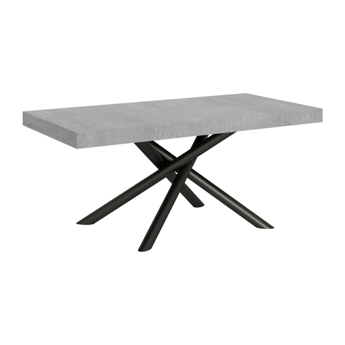 Table extensible 90x200/460 cm Famas Gris Béton cadre Anthracite