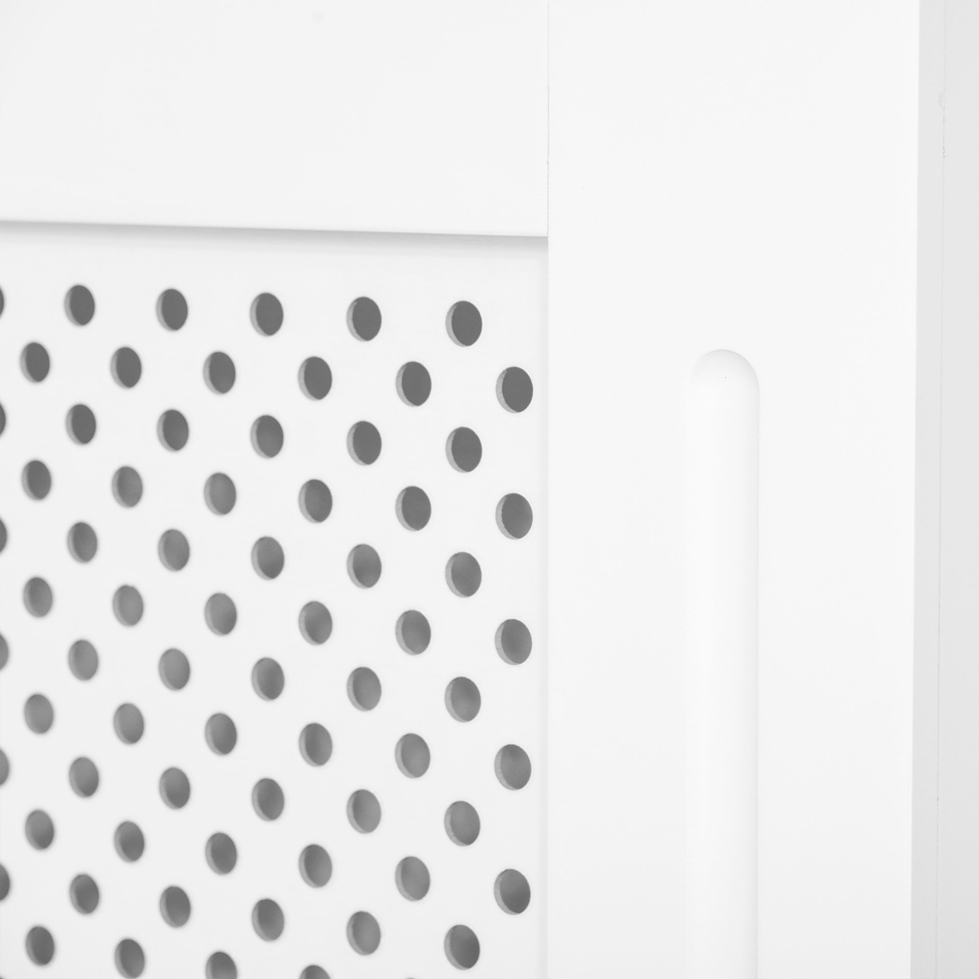 Cubre Radiadores, 151,5x19x82 cm, Cubierta para Radiador Moderna de MDF, con Estante Superior y Listones, para Salón, Dormitorio, Pasillo, Blanco