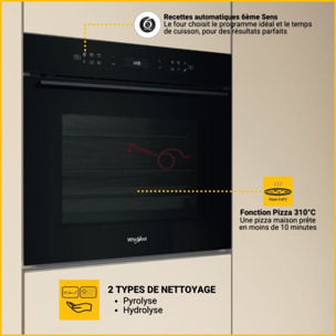 Four encastrable fonction vapeur WHIRLPOOL WOI7A8FPT1SBAF - Pyrolyse - Chaleur tournante - Combiné vapeur - Porte froide