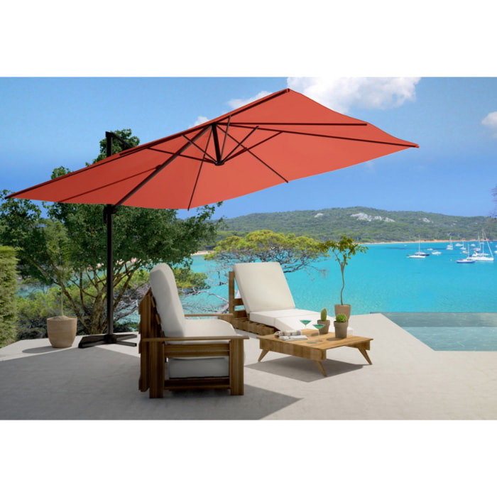 Parasol déporté et rotatif 3 x 4 m terracotta NAVIA