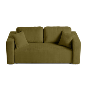 Miro - canapé droit 2 places - en velours texturé - Vert Olive