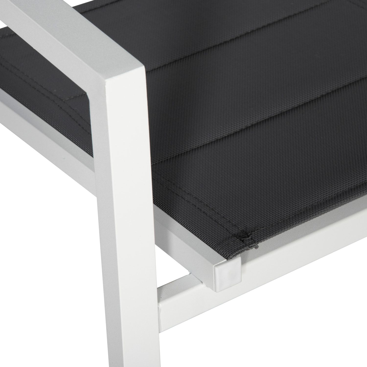 Lot de 10 chaises rembourrées en aluminium blanc - textilène gris