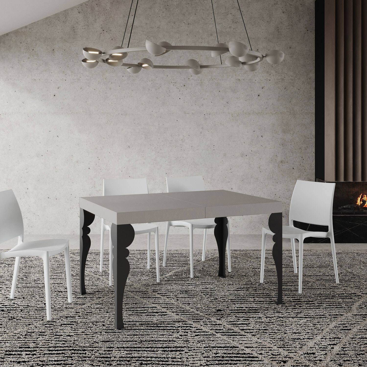 Tavolo allungabile 90x140/244 cm Paxon cashmere gambe antracite