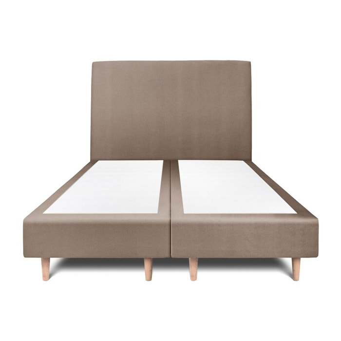 Lit avec tête de lit tapissée velours et sommier tapissier Ep20